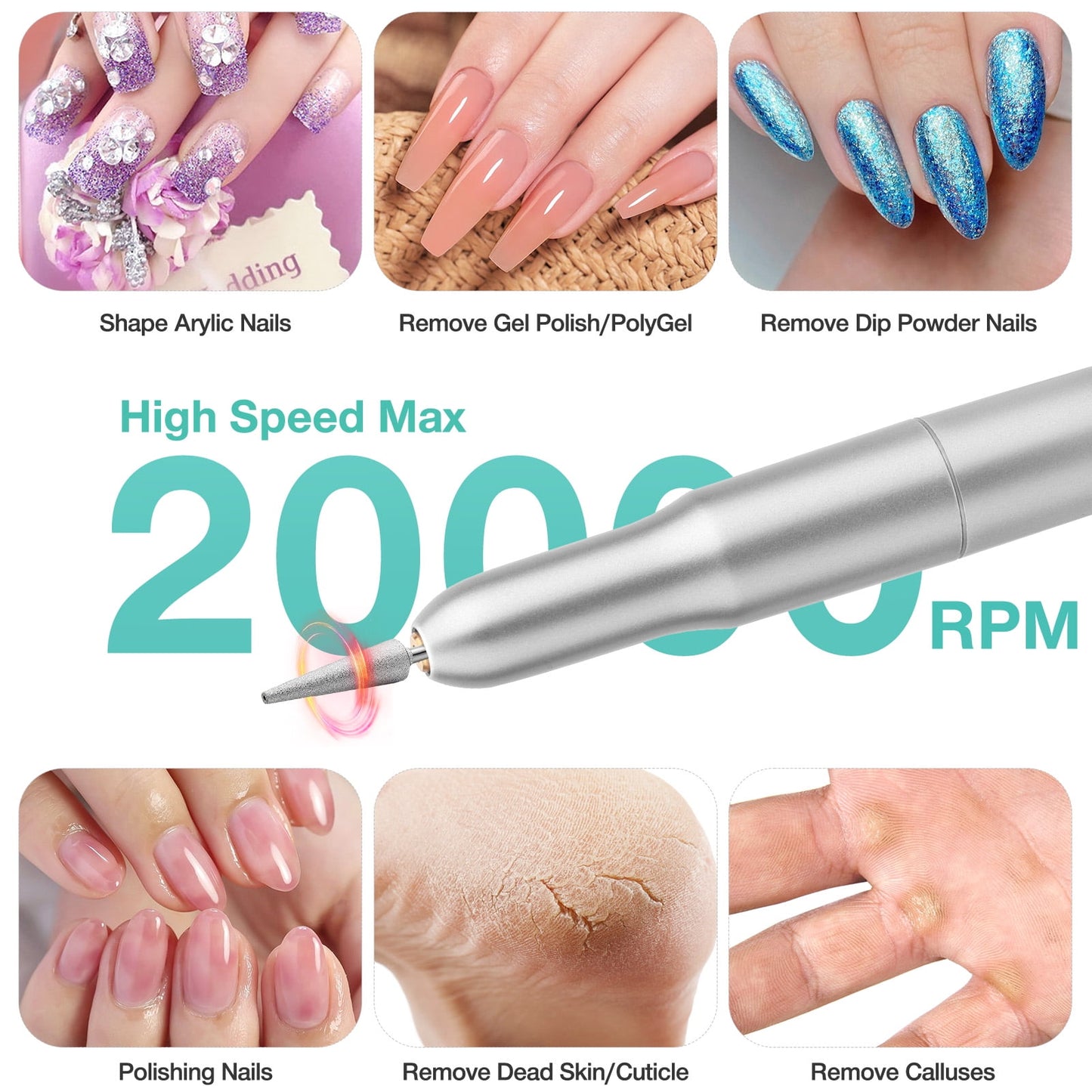 Livhil Electric Nail Drill Machine Nail File Portable Nail Tools with Nail Drill Bits Sanding Bands