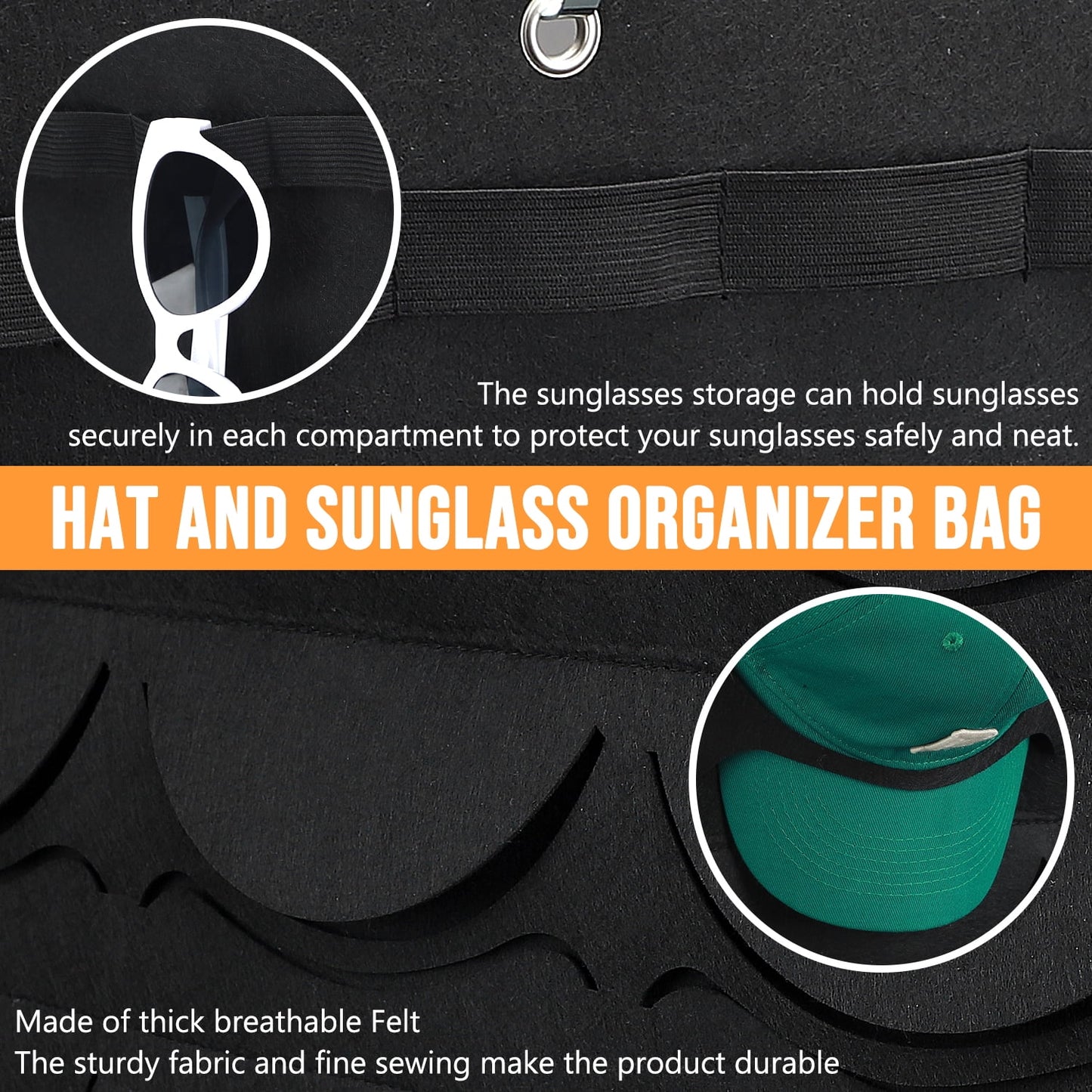 Livhil Over The Door Hat Organizer, Hat Storage for Baseball Cap with 24 Pockets, Visible Hat Holder for Hanging and Display Ball Cap Sunglass