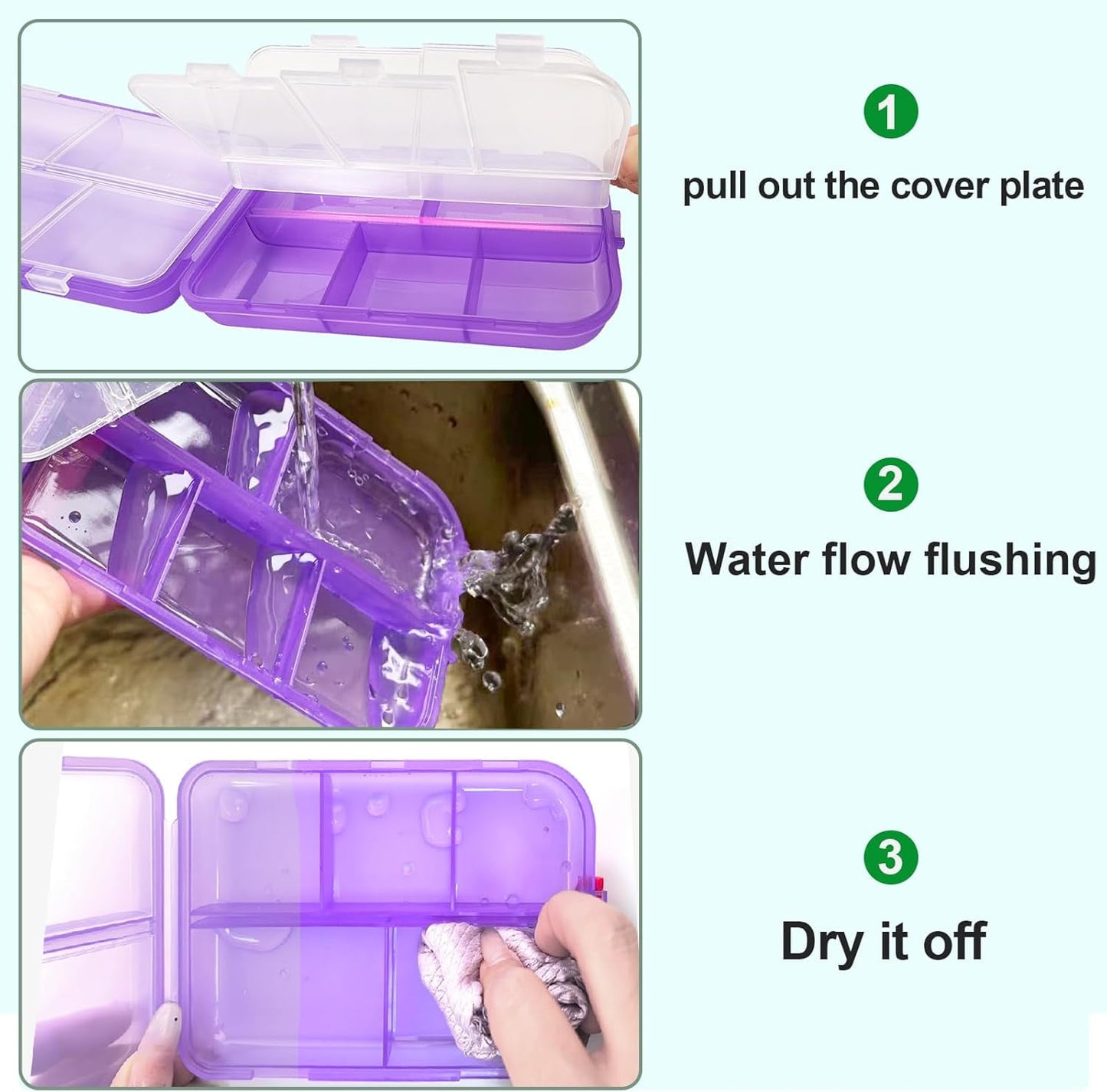 Livhil Large Portable Pill Organizer, Daily Use Pill Organizer with Labels, Travel Essentials Pill Box with 10 Compartments (Grey)