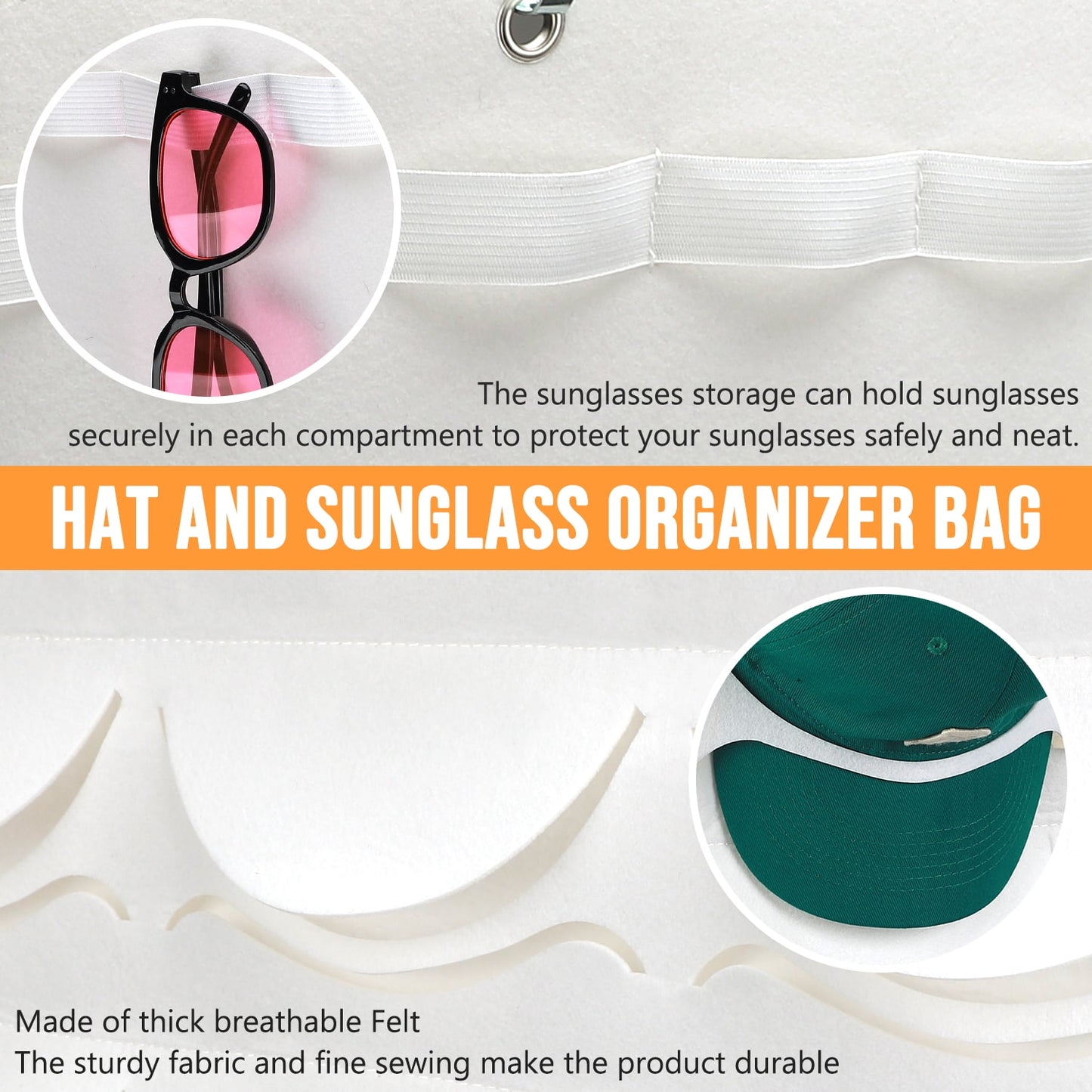 Livhil Over The Door Hat Organizer, Hat Storage for Baseball Cap with 24 Pockets, Visible Hat Holder for Hanging and Display Ball Cap Sunglass