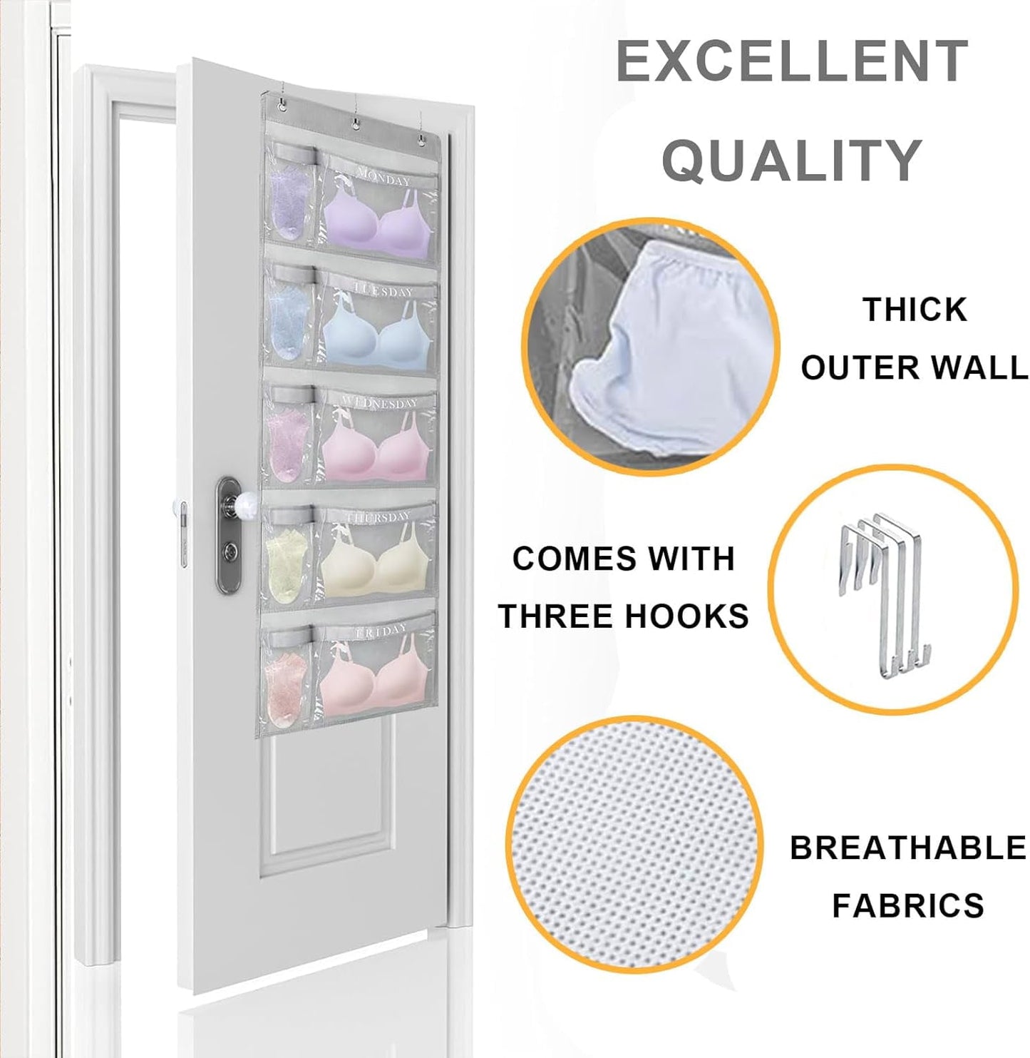 Livhil Hanging Closet Organizer, Weekly Clothes Organizer with Days of the Week Pockets