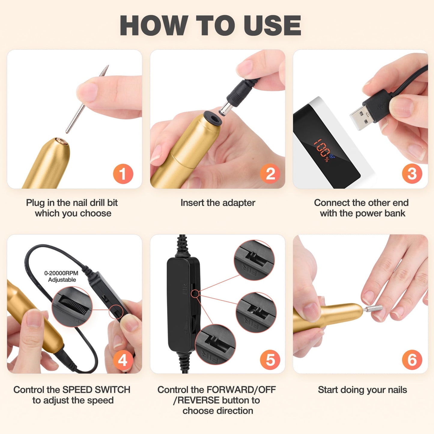 Livhil Electric Nail Drill Machine Nail File Portable Nail Tools with Nail Drill Bits Sanding Bands