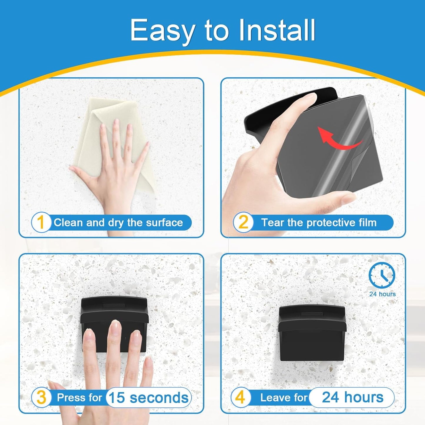 Livhil 24 Pack Adhesive Hat Rack, ABS Plastic Wall Hat Organizer, Multipurpose Hat Hooks for Wall, No Drilling