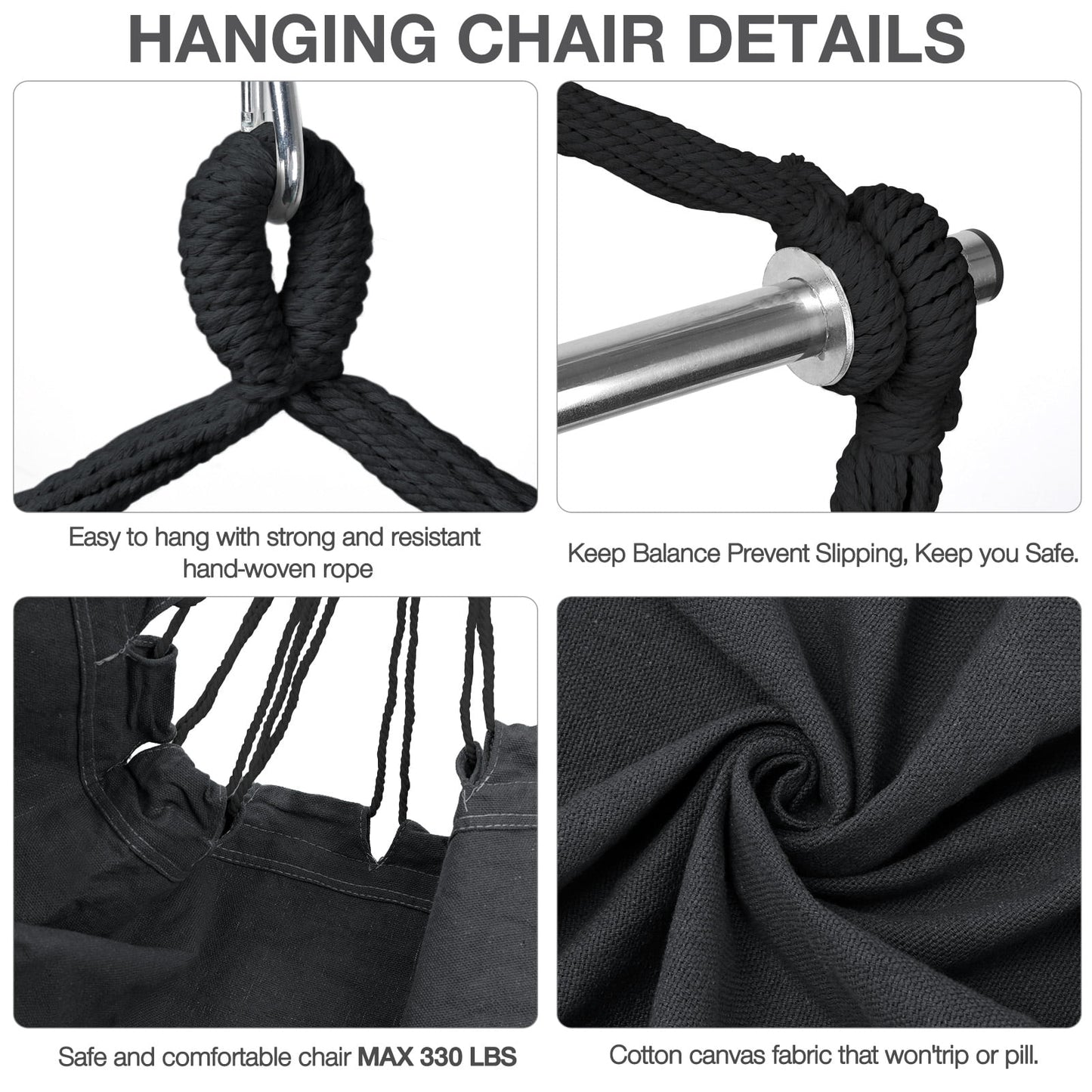 Livhil Hammock Chair Hanging Rope Swing, Outdoor Hanging Chair