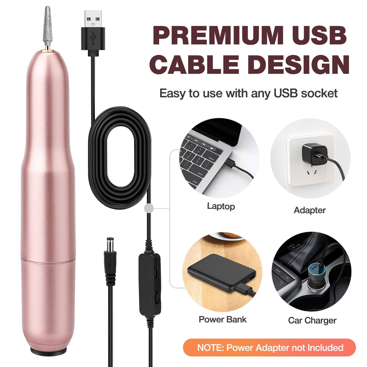 Livhil Electric Nail Drill Machine Nail File Portable Nail Tools with Nail Drill Bits Sanding Bands