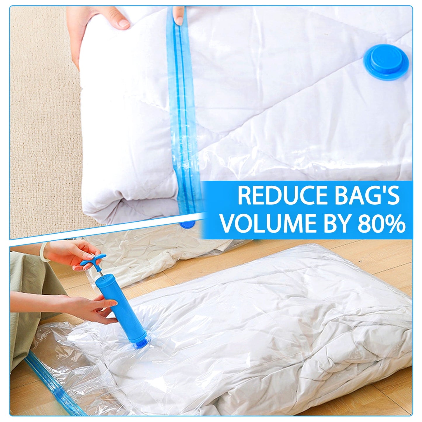 Livhil 6 Combo Vacuum Storage Bags with Pump, Jumbo Large Medium Space Saver Vacuum Seal Bags for Clothing Travel