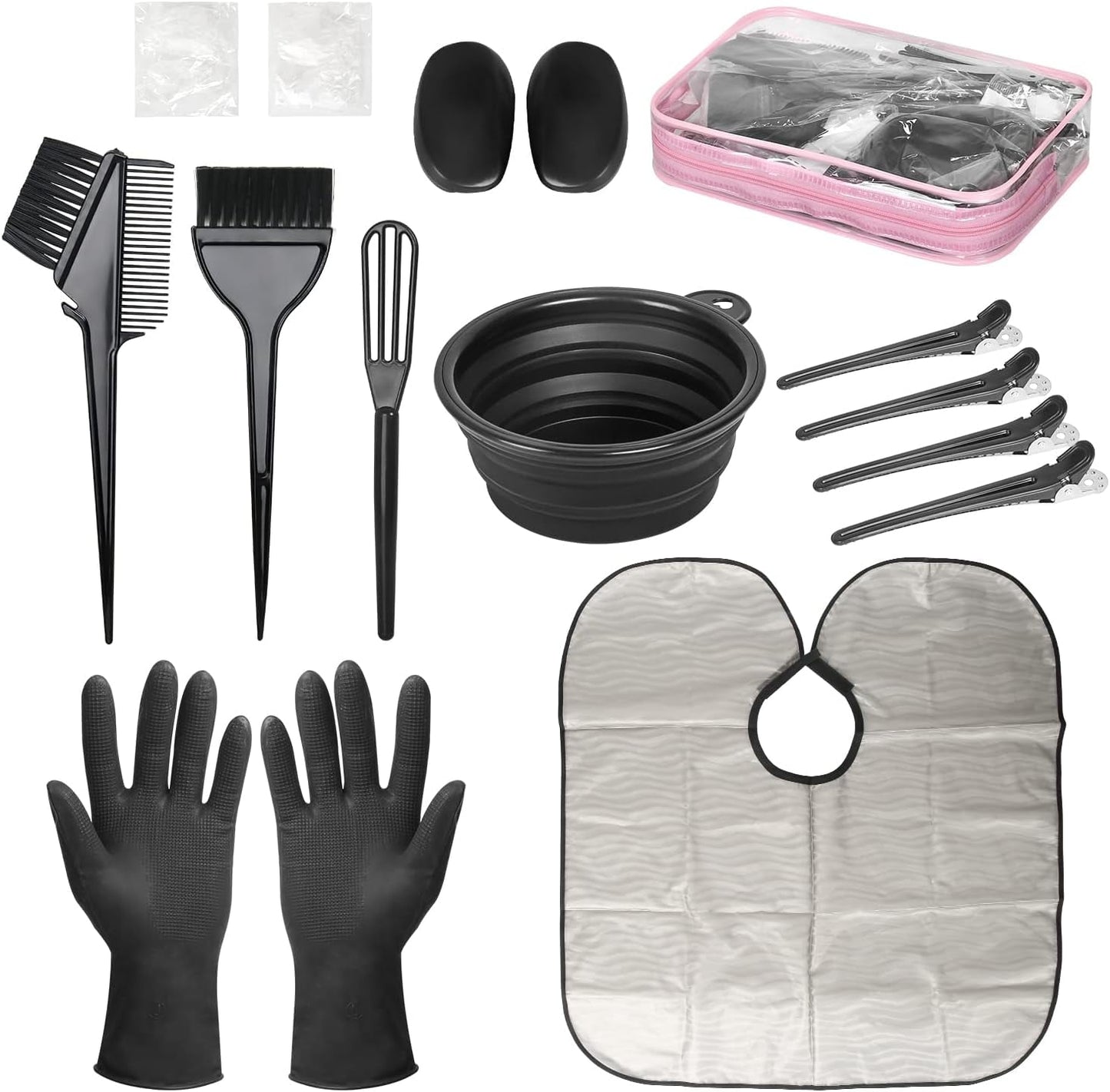 Livhil 16 Pieces Hair Dye Bowl and Brush Kit, Reusable Hair Dye Tools for Salon Home, DIY Hair Dye Kit with Gloves