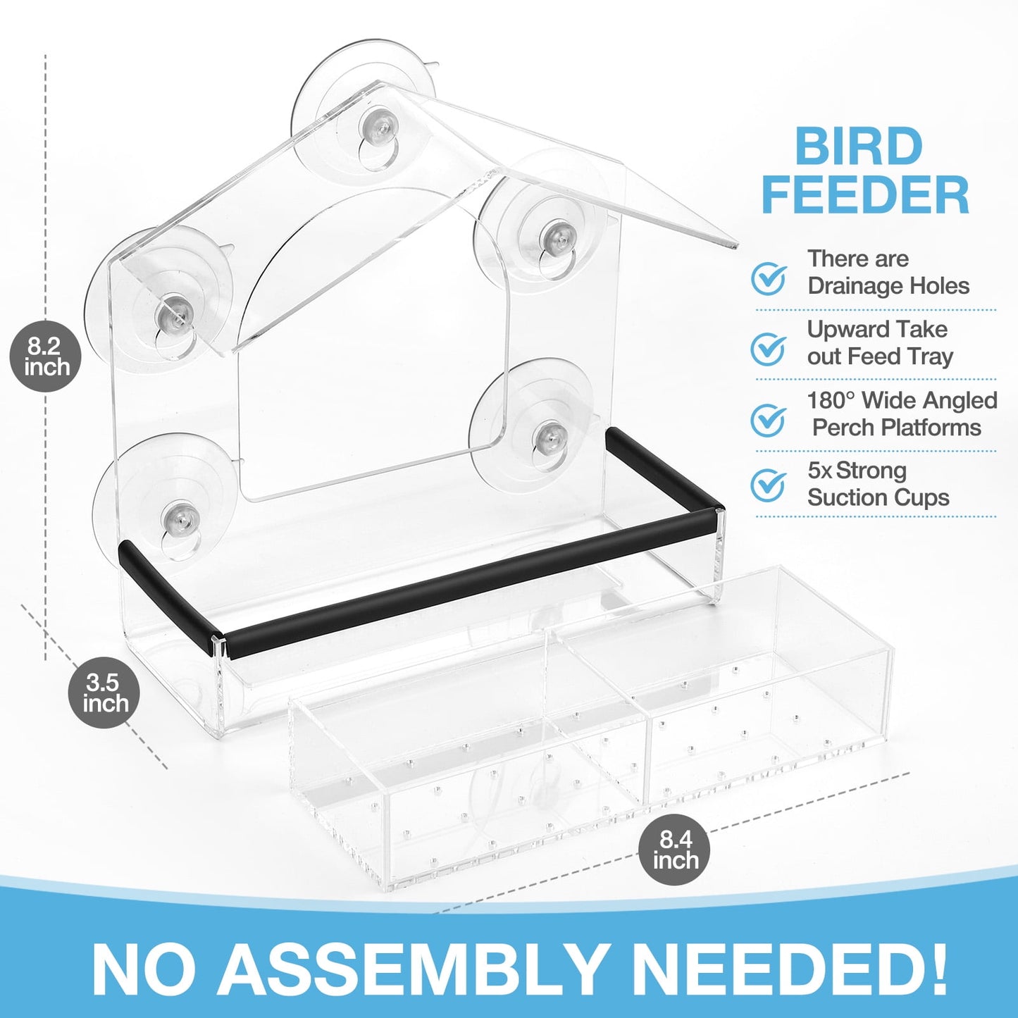 Livhil Window Bird Feeders with Strong Suction Cups, Outside Bird Window Feeder