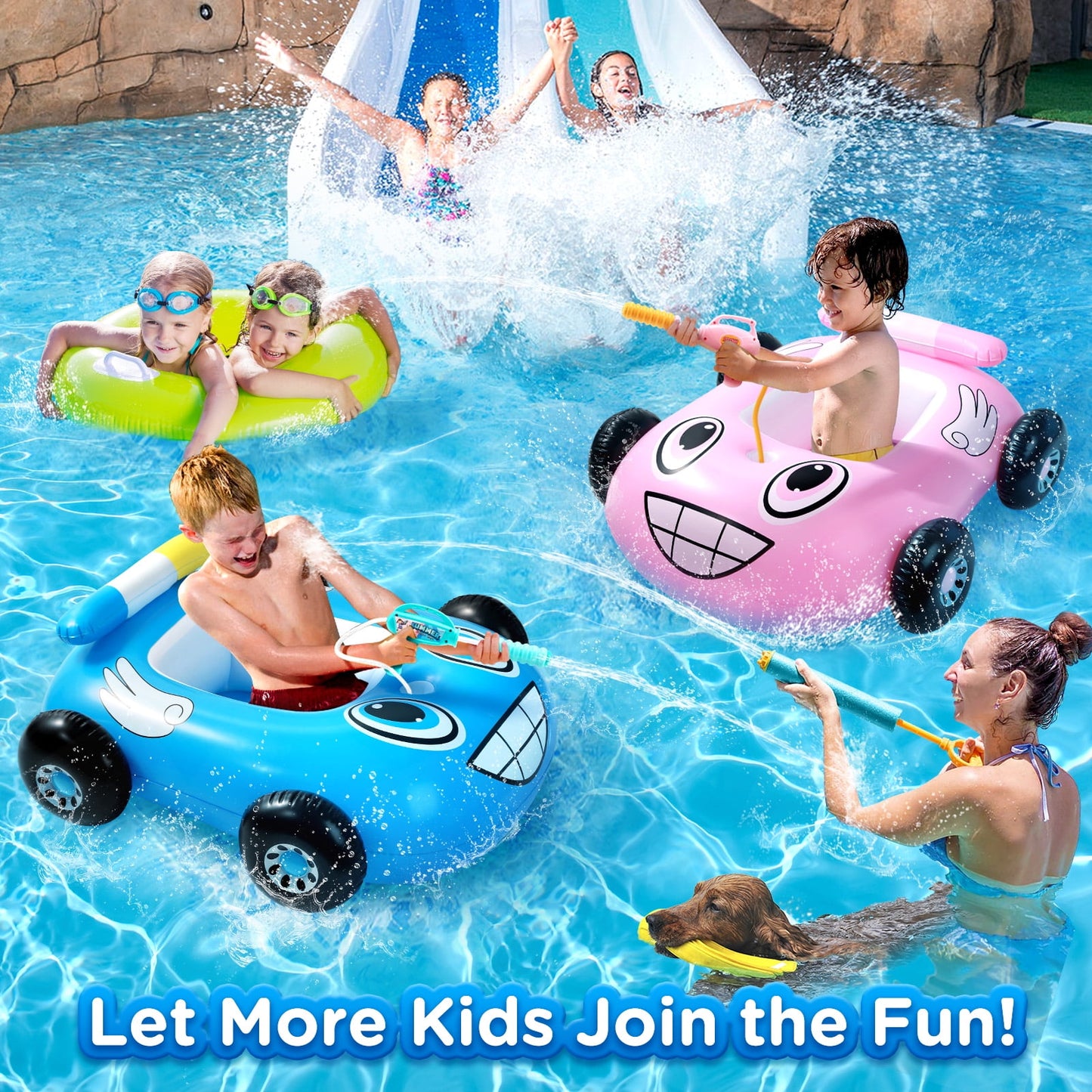 Livhil Swimming Pool Floats Kids 3-6 with Canopy, Tank Inflatable Pool Floats for Kids