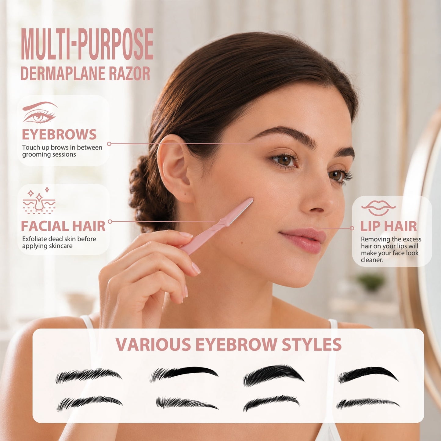 Livhil Dermaplane Razor for Women Face, 12Pcs Eyebrow Razor And Face Razors for Women&Men, Eyebrow Trimmer with Protective Cover(Terracotta)