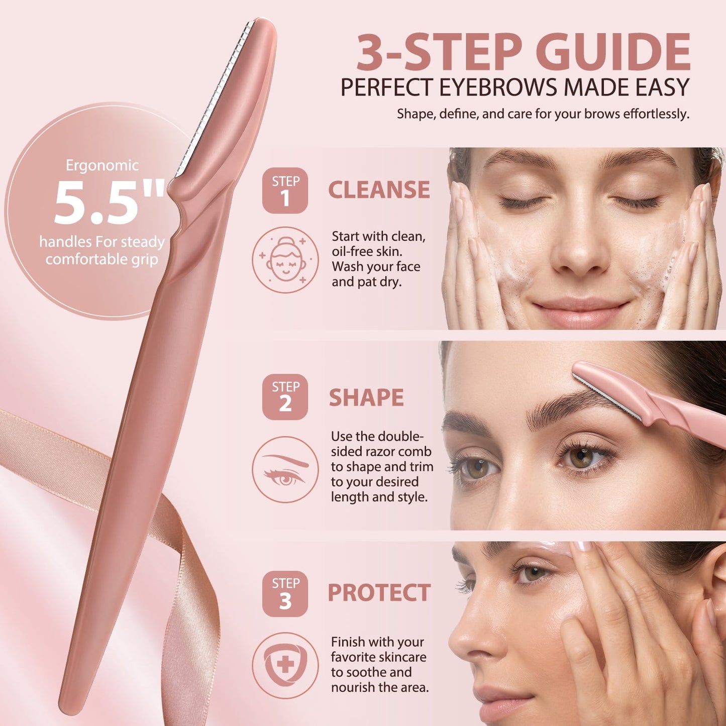 Livhil Dermaplane Razor for Women Face, 12Pcs Eyebrow Razor And Face Razors for Women&Men, Eyebrow Trimmer with Protective Cover(Terracotta)