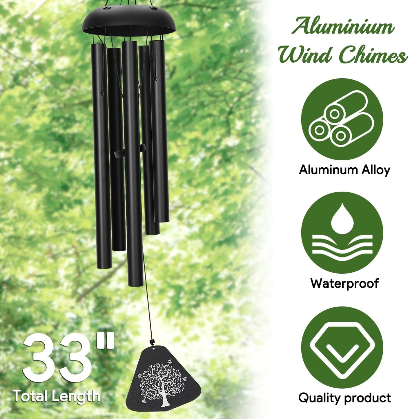 Livhil Wind Chimes for Outside, Memorial Wind Chimes Deep Tone, Soothing Aluminium Windbell