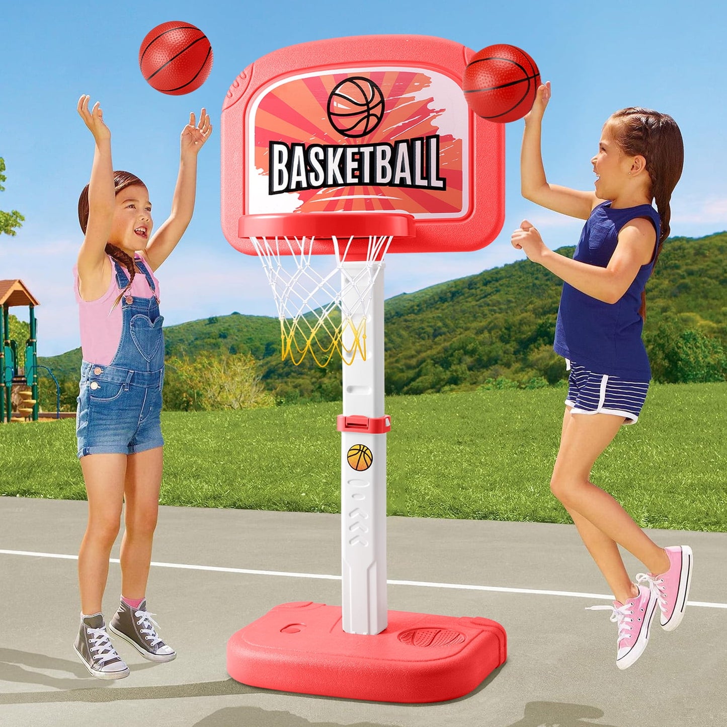 Ayieyill Pool Basketball Hoop, Swimming Pool Basketball Games with Pool Basketball Hoop Poolside and 2 Balls