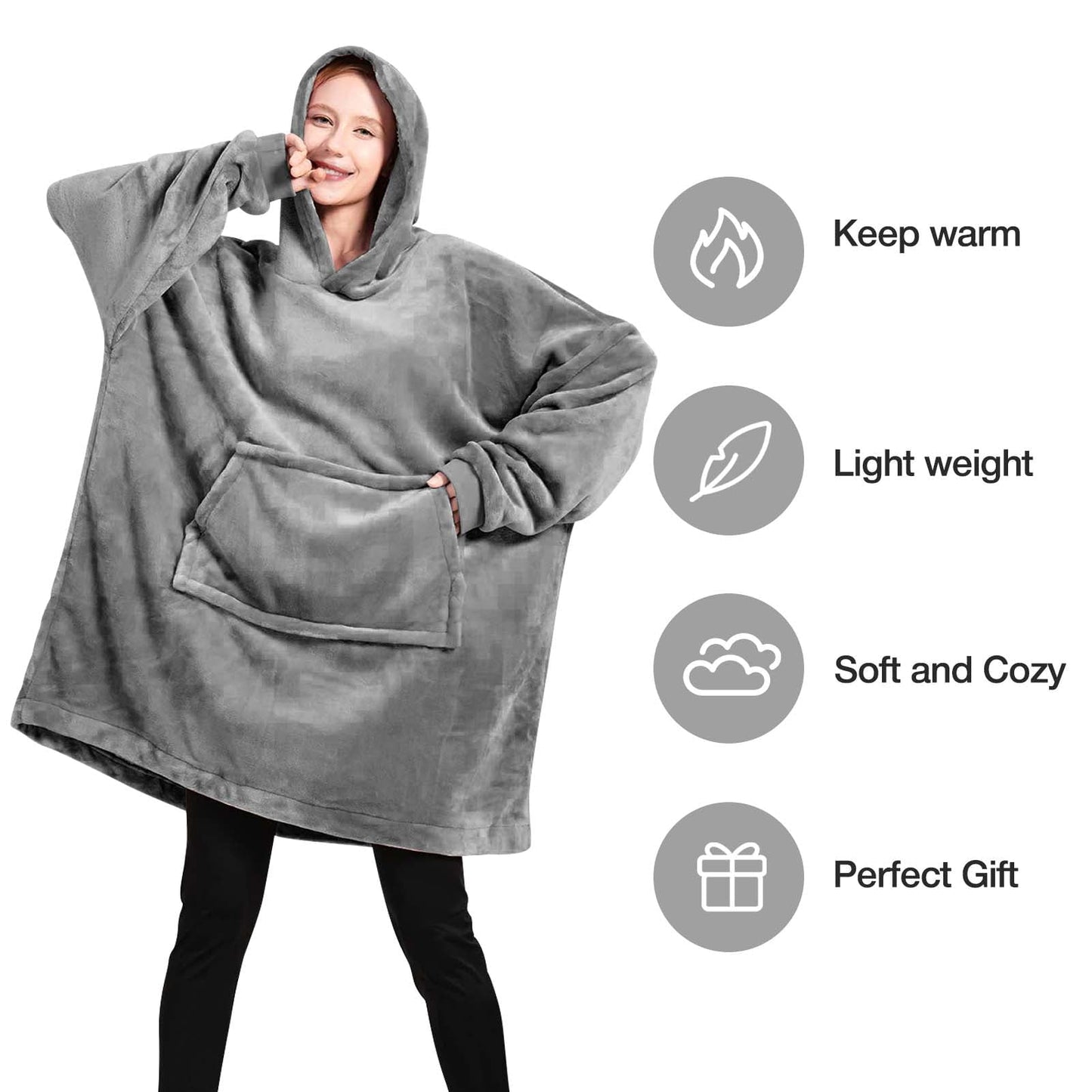 Livhil Wearable Blanket Hoodie, Oversized Sherpa Blanket Hoodie Sweatshirt