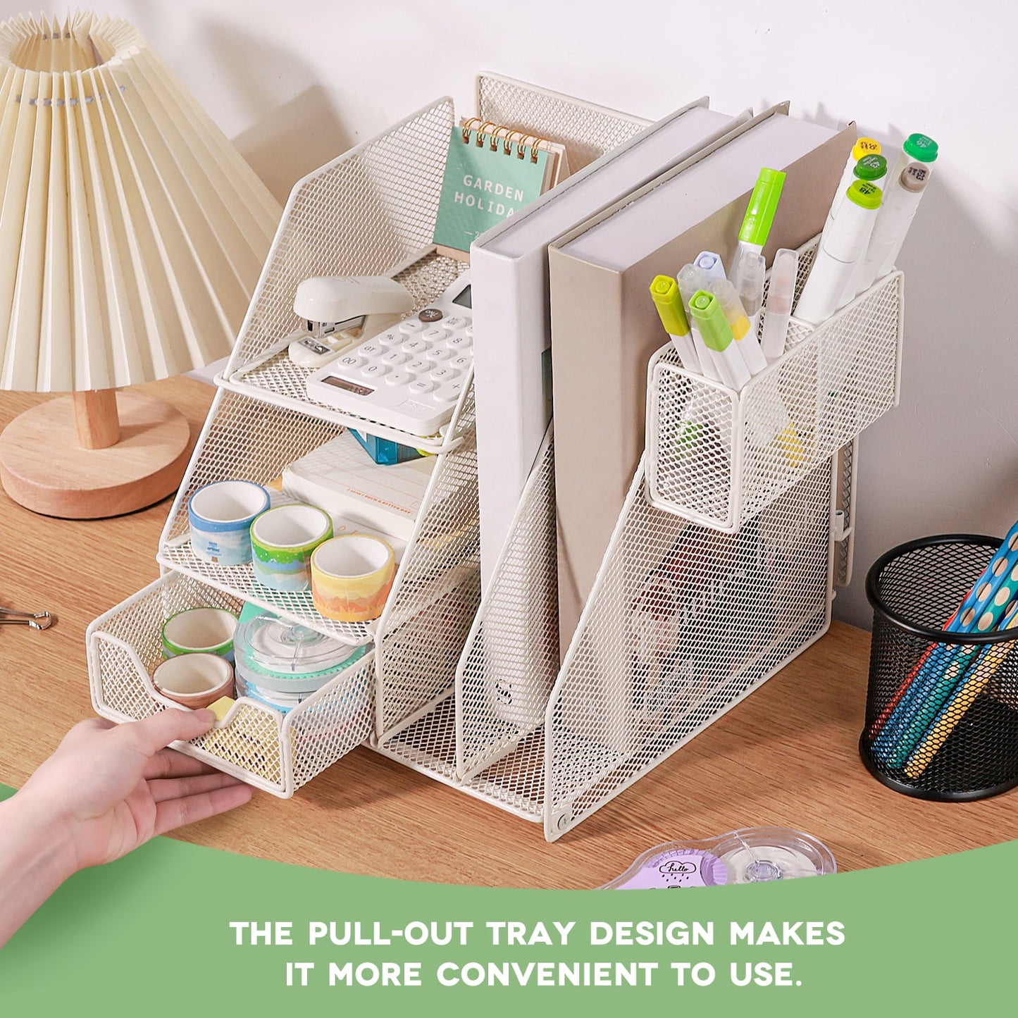 Livhil Desk Organizer Office Accessories, Workspace Rose Gold Desktop Organizer, File Organizer for Desk Drawer Organizer