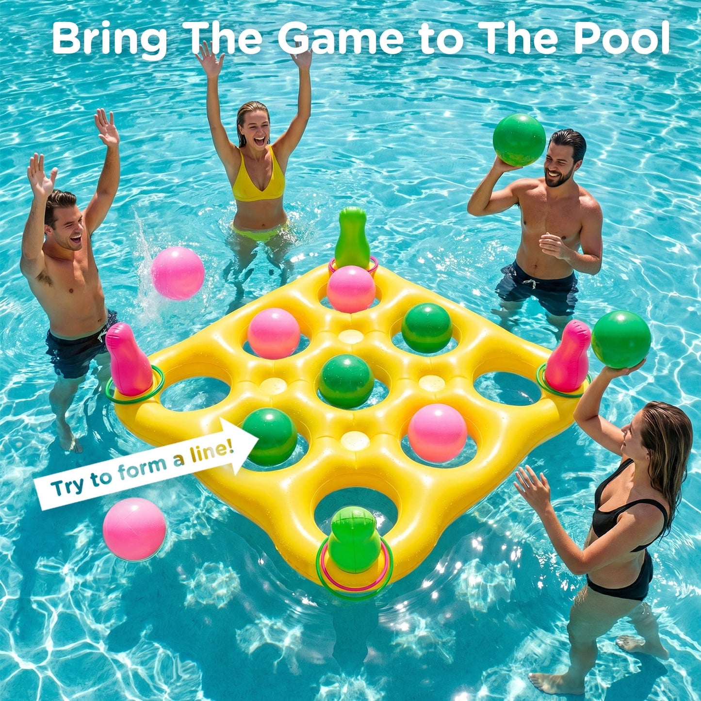 Livhil Pool Games Inflatable Pool Toys Tic Tac Toe Game