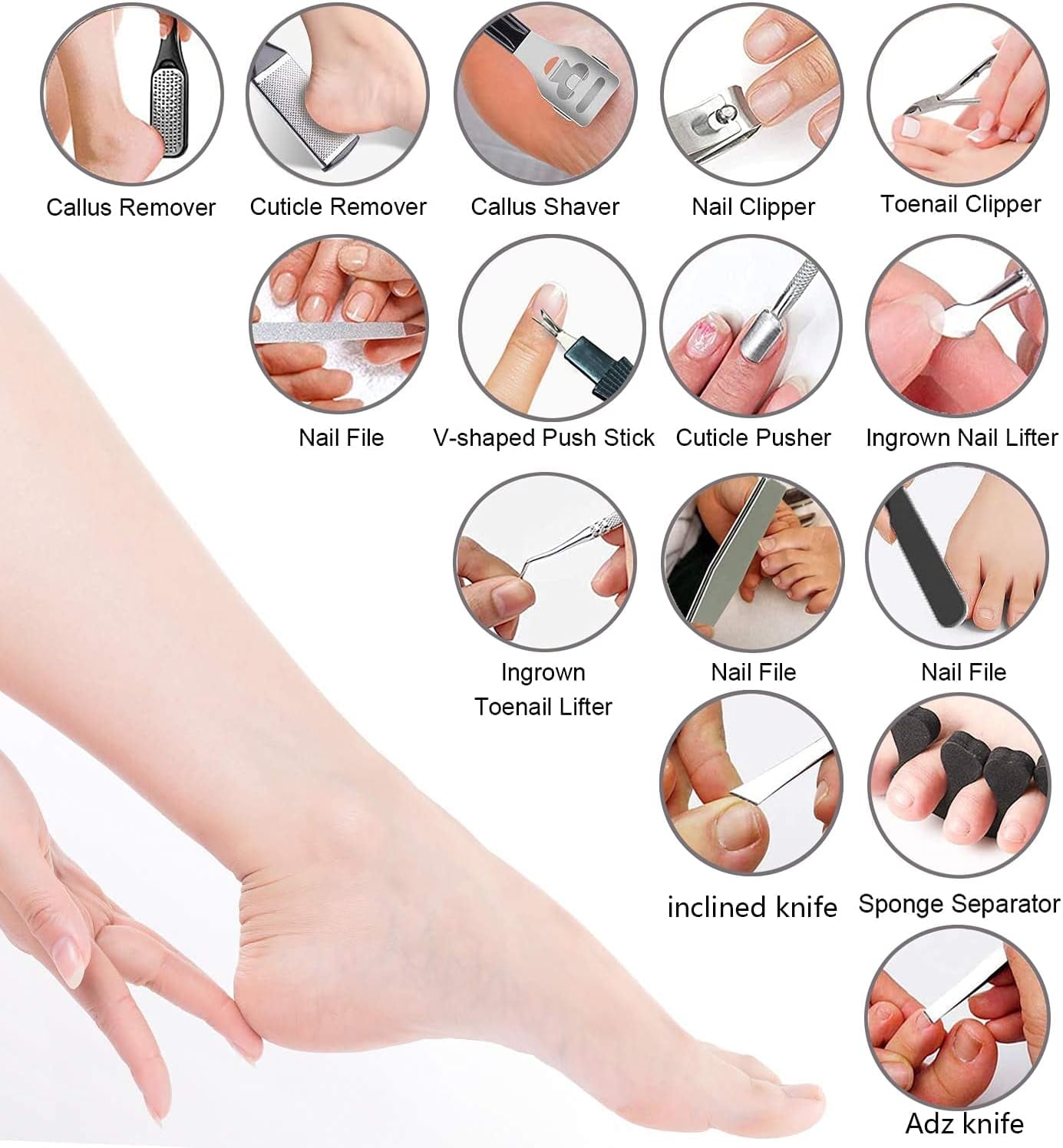 Livhil 36 in 1 Professional Pedicure Kit, Stainless Steel Pedicure Tools for Feet, Foot Care Kit for Women and Men