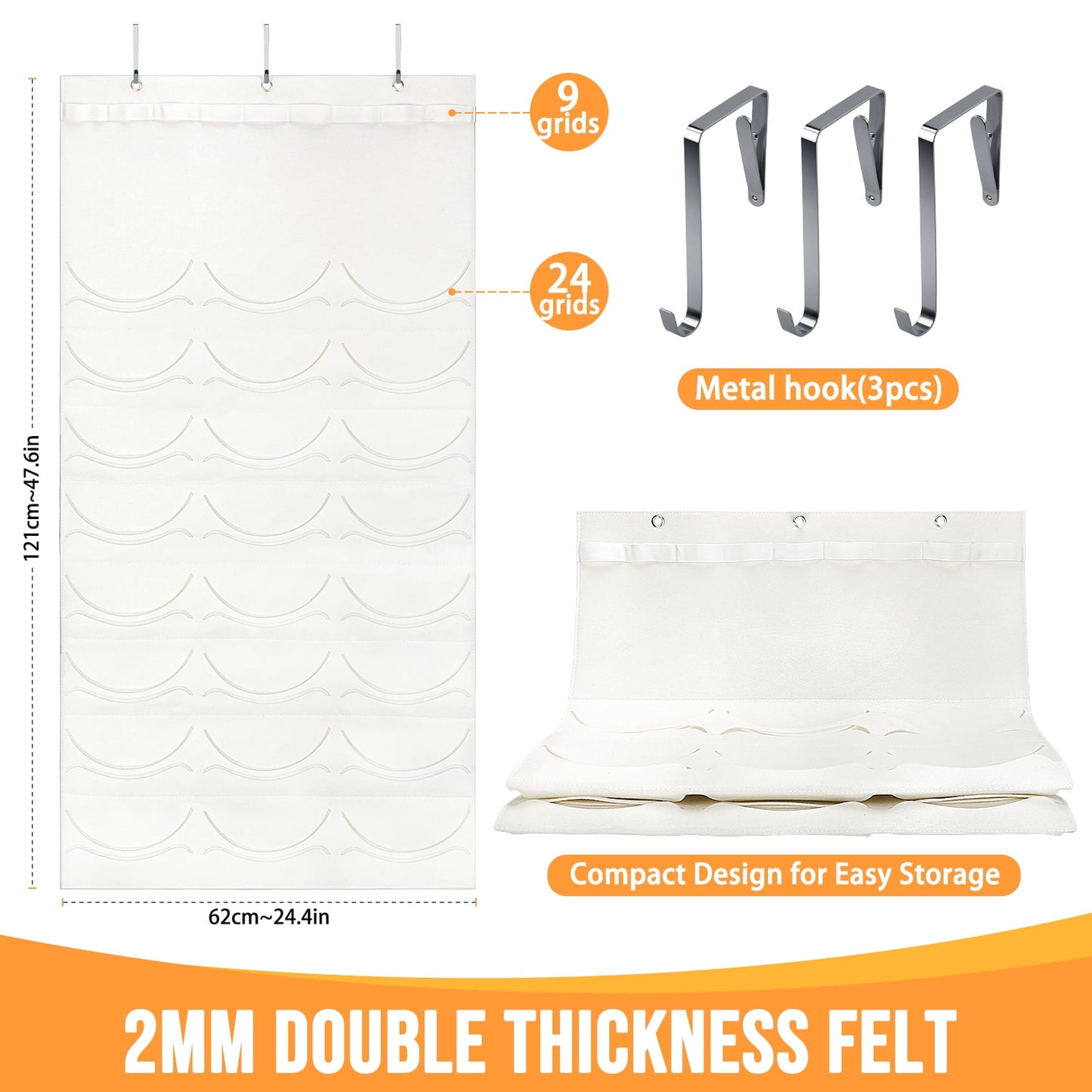 Livhil Over The Door Hat Organizer, Hat Storage for Baseball Cap with 24 Pockets, Visible Hat Holder for Hanging and Display Ball Cap Sunglass