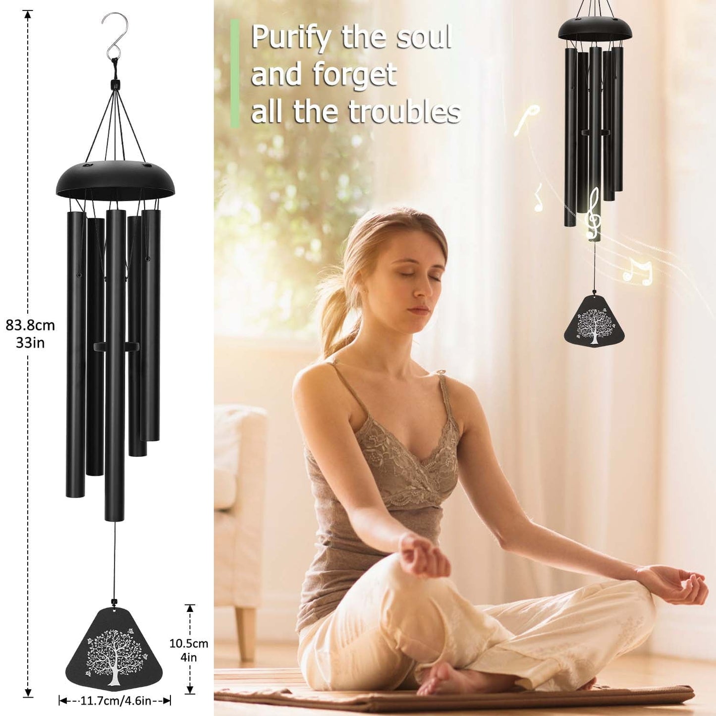 Livhil Wind Chimes for Outside, Memorial Wind Chimes Deep Tone, Soothing Aluminium Windbell