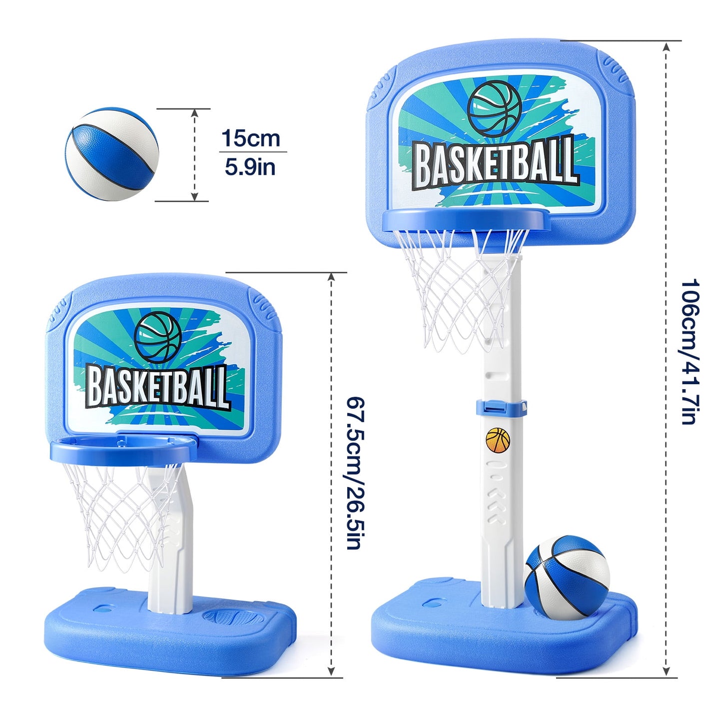 Ayieyill Pool Basketball Hoop, Swimming Pool Basketball Games with Pool Basketball Hoop Poolside and 2 Balls