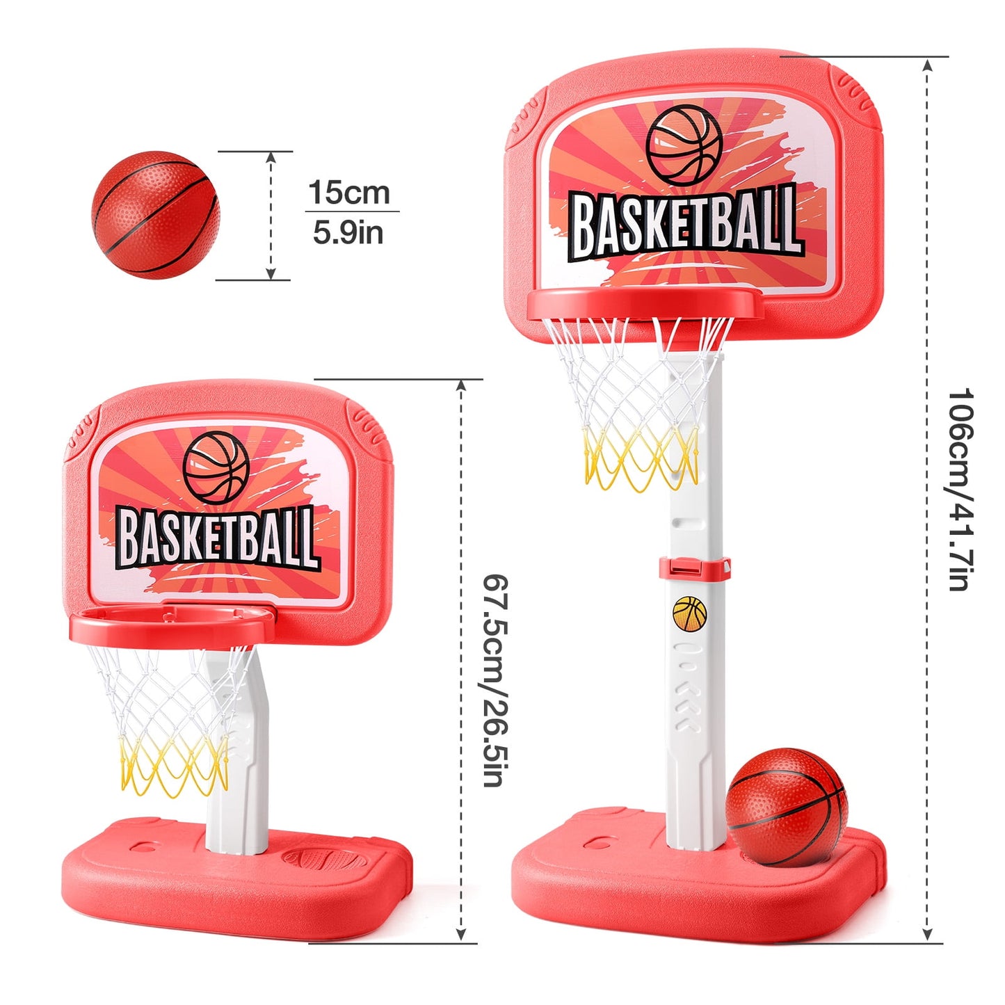 Ayieyill Pool Basketball Hoop, Swimming Pool Basketball Games with Pool Basketball Hoop Poolside and 2 Balls