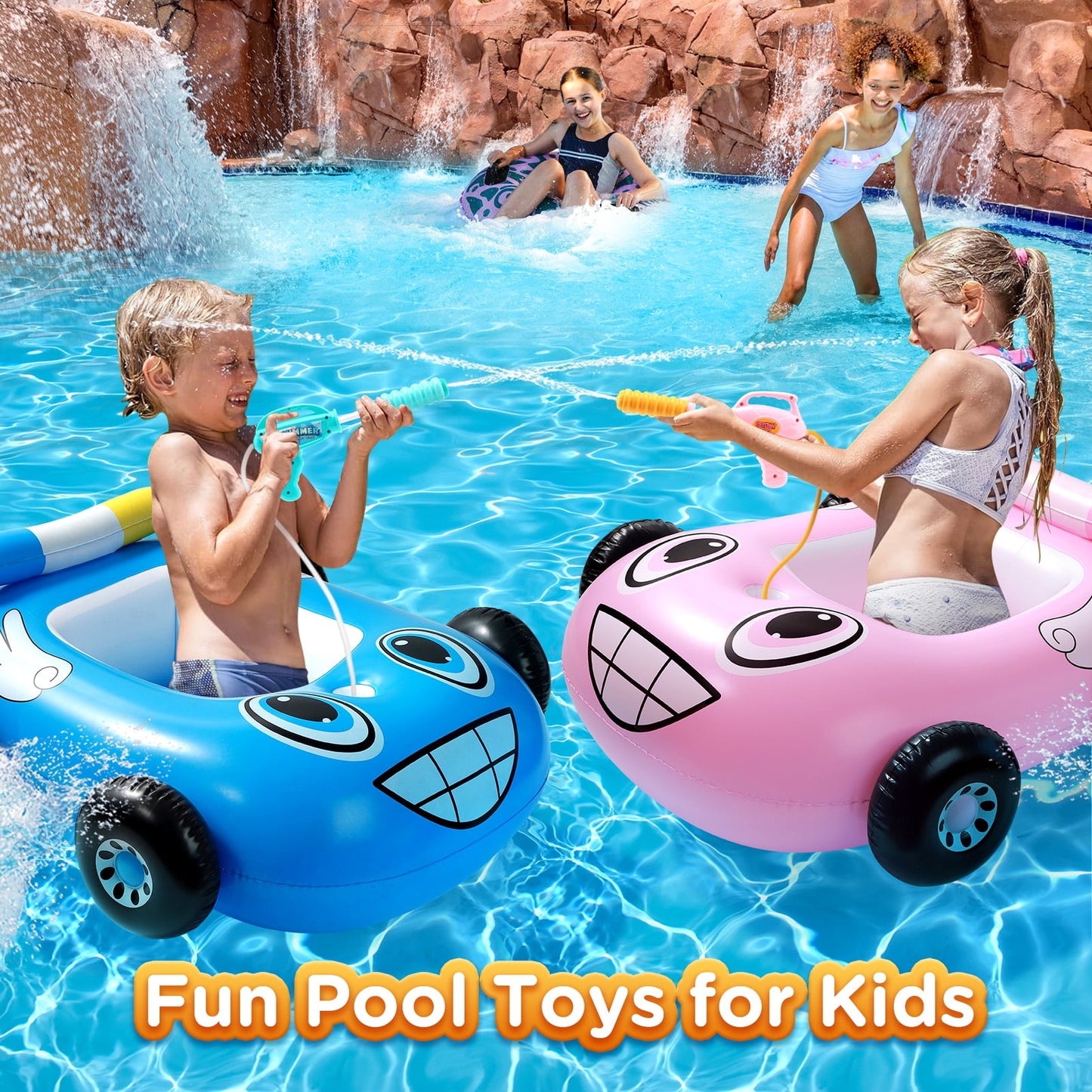 Livhil Swimming Pool Floats Kids 3-6 with Canopy, Tank Inflatable Pool Floats for Kids