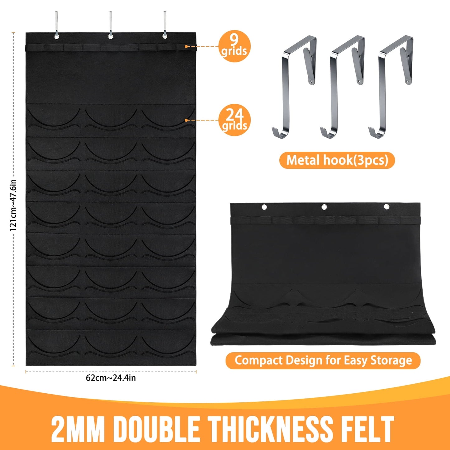 Livhil Over The Door Hat Organizer, Hat Storage for Baseball Cap with 24 Pockets, Visible Hat Holder for Hanging and Display Ball Cap Sunglass