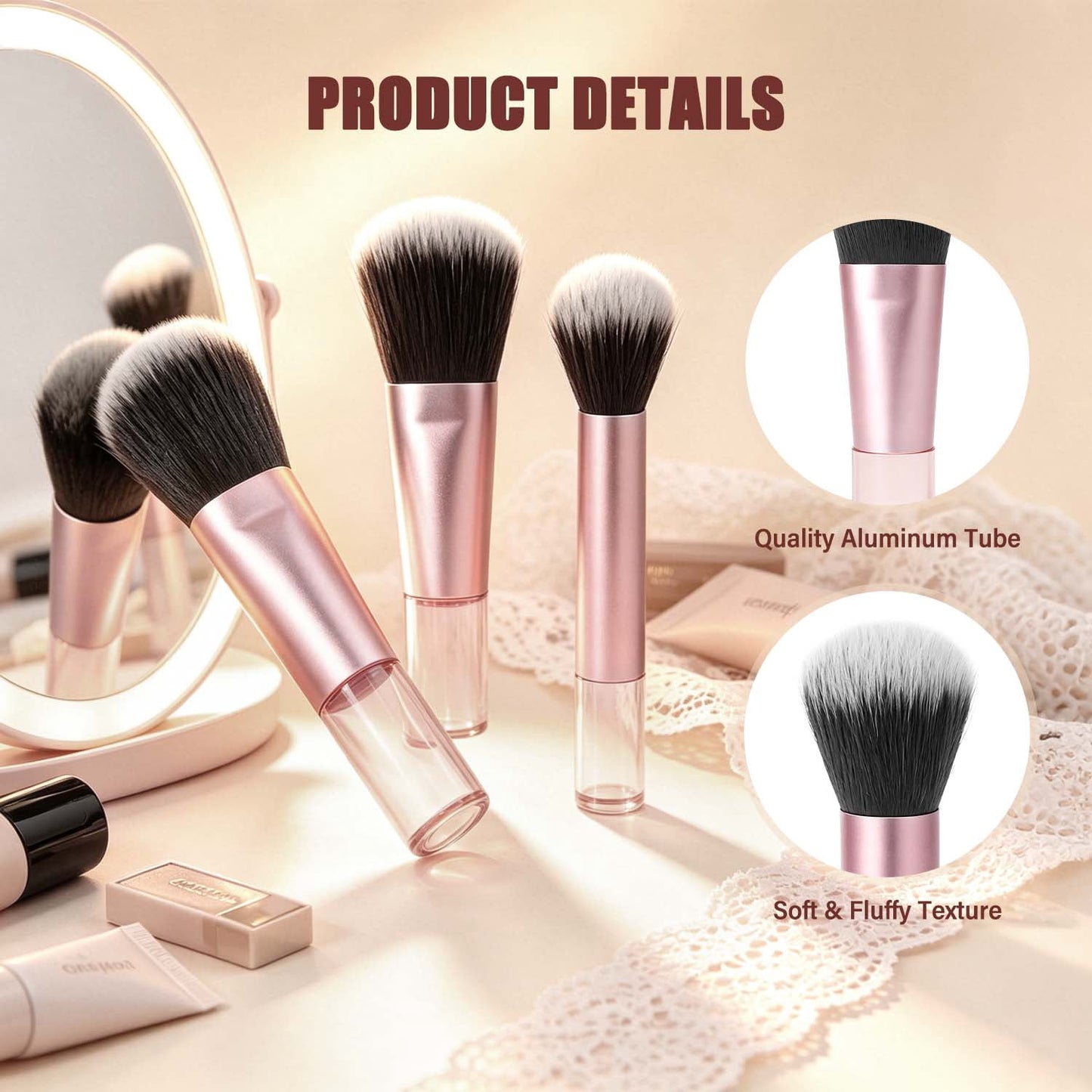 Livhil 10pcs Portable Travel Makeup Brush Set, Function Mini Makeup Brushes with Pouch