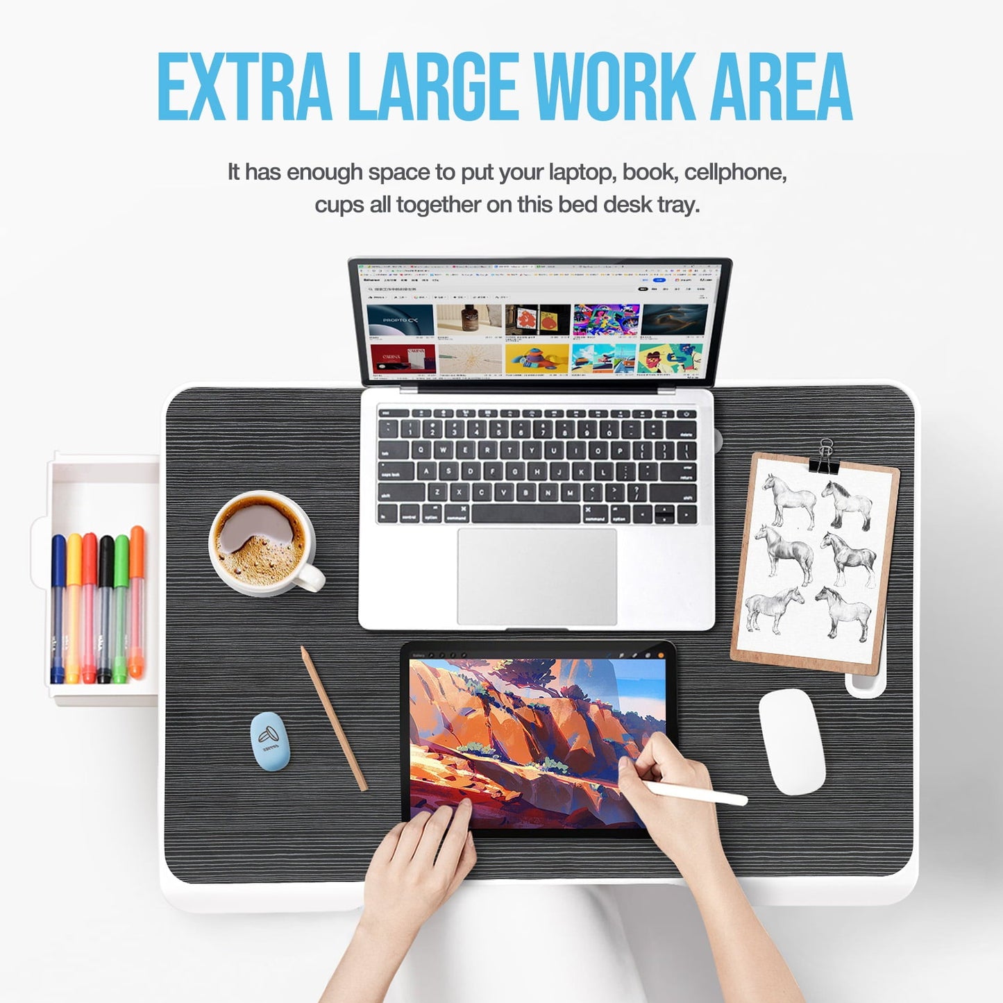 Livhil Large Lap Desk for Bed | Laptop Table, Portable Lap Writing Desk