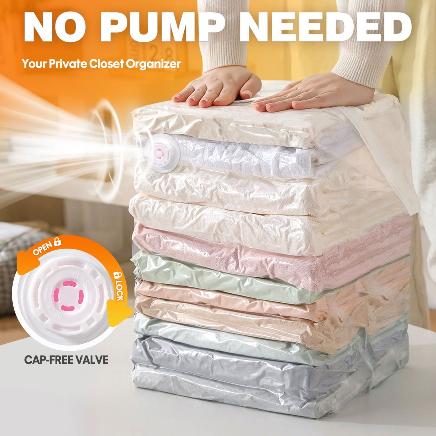 Livhil 8pcs Vacuum Storage Bags, Jumbo Cube, Extra Large Vacuum Seal Bags Space Saver for Clothing