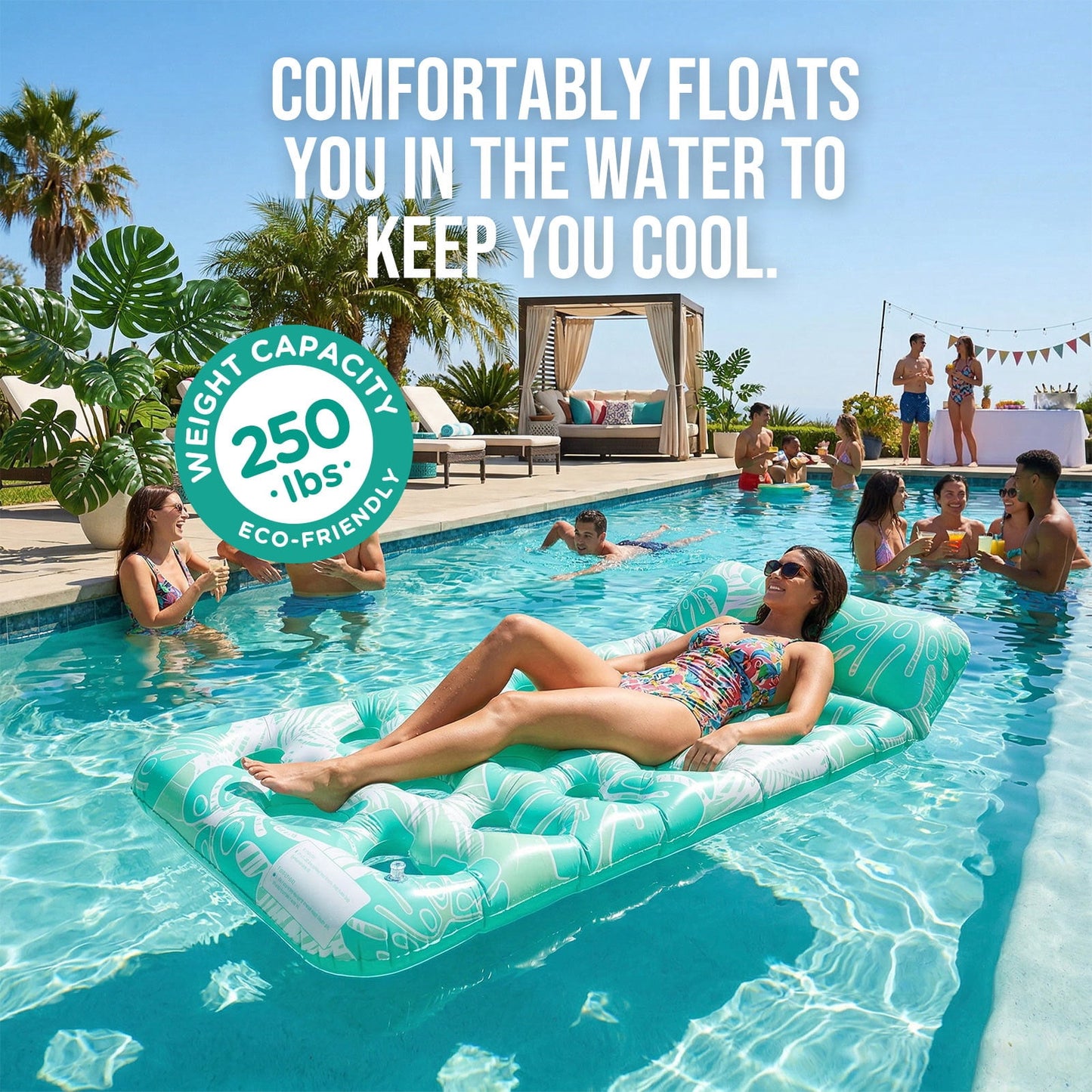Livhil Inflatable Pool Floats Adult, Large Pool Float , Pool Lounger with Headrest, Pool Rafts, Tanning Pool for Swimming Pool Party