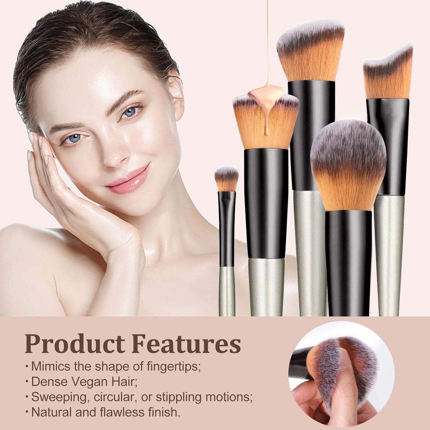 Livhil 18 Pcs Professional Makeup Brushes Set for Eye and Face, Premium Eye Makeup Brushes Soft Makeup Brushes(Champagne Gold)