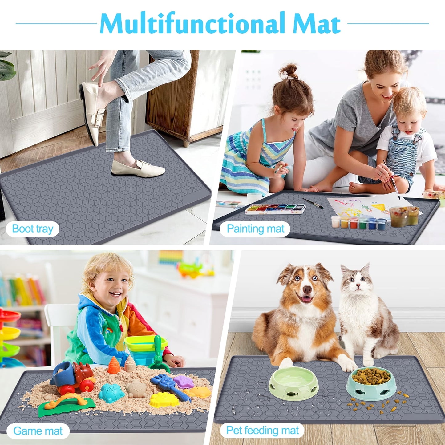 Livhil Under Sink Mat for Kitchen Waterproof, 34"x 22" Silicone Sink Mat Cabinet Liner for Bathroom Under Sink Mat with Raised Edge