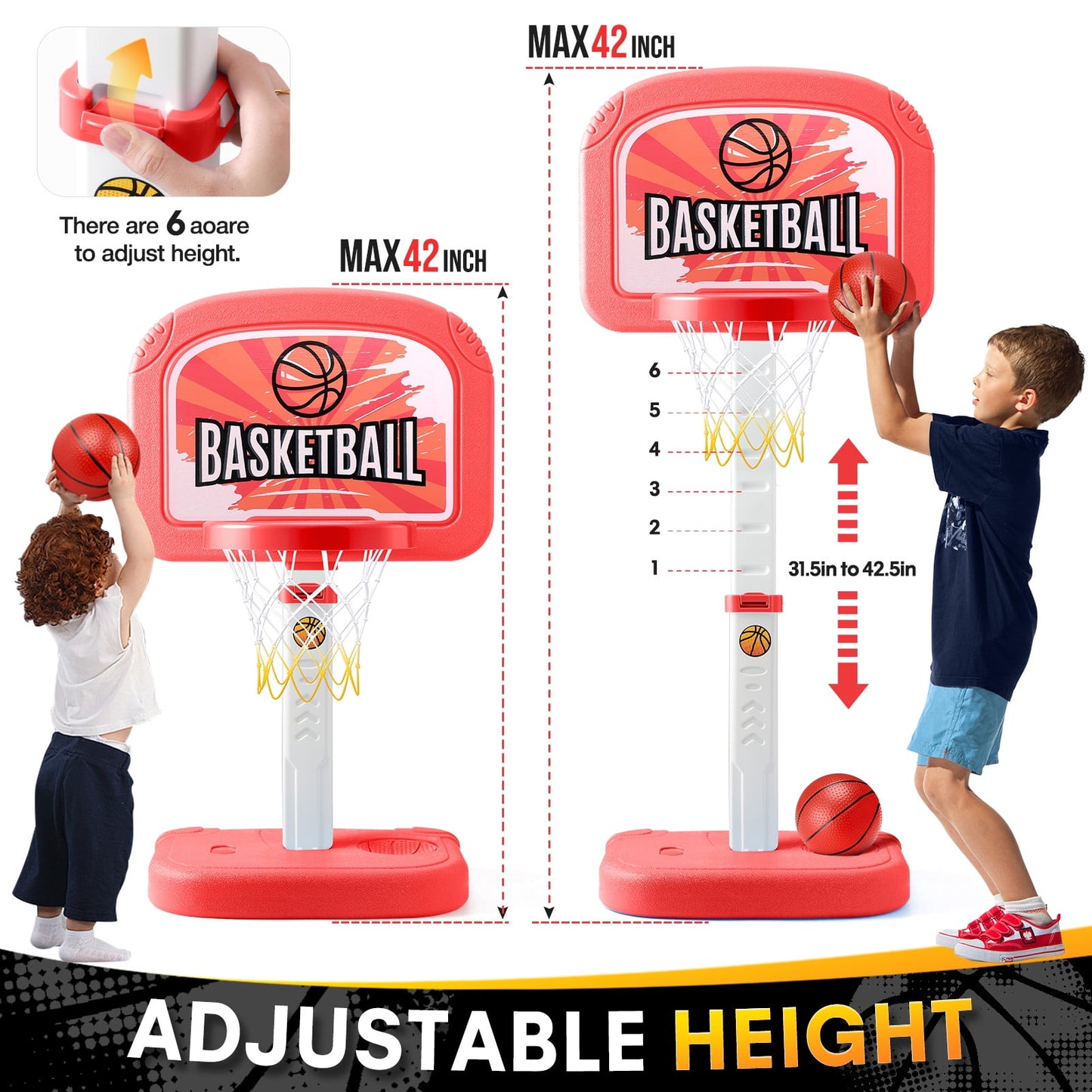 Ayieyill Pool Basketball Hoop, Swimming Pool Basketball Games with Pool Basketball Hoop Poolside and 2 Balls