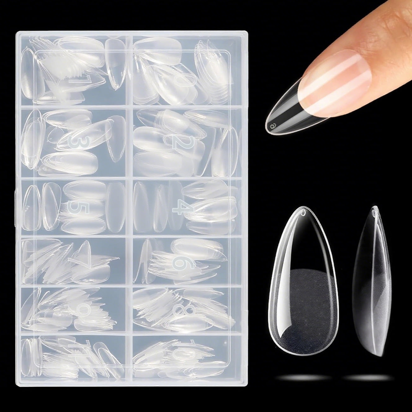 Livhil 312pcs Short Almond Gel Nail Tips, Clear Half Matte Press On Nails for Nail Extensions, Fake Acrylic Nails