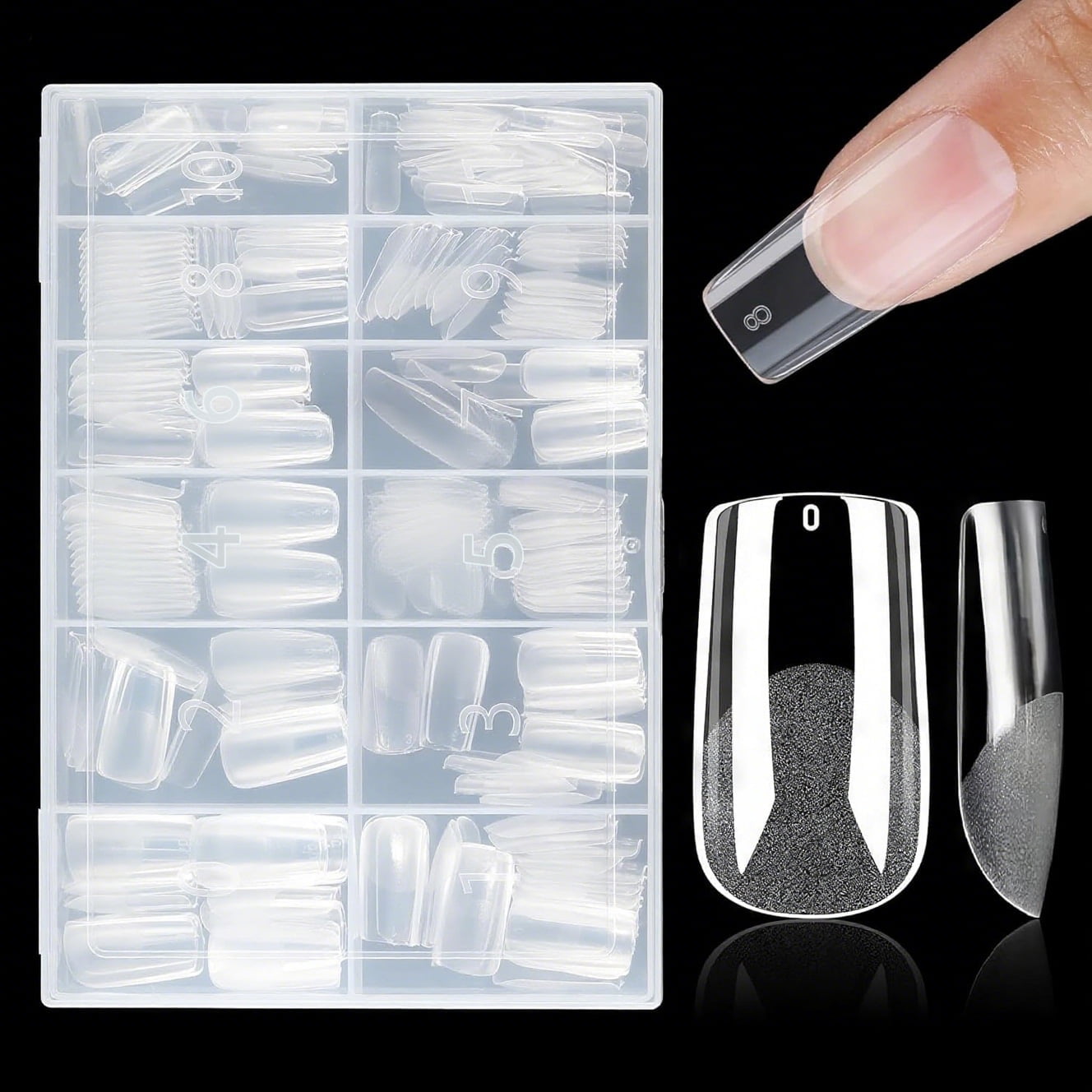 Livhil 312pcs Short Almond Gel Nail Tips, Clear Half Matte Press On Nails for Nail Extensions, Fake Acrylic Nails