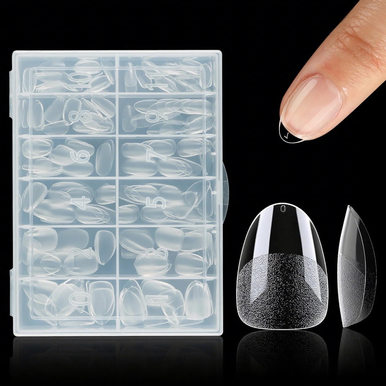 Livhil 312pcs Short Almond Gel Nail Tips, Clear Half Matte Press On Nails for Nail Extensions, Fake Acrylic Nails