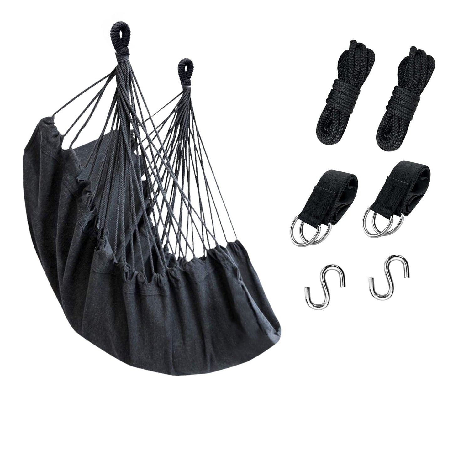 Hammock Chair Hanging Rope Hammock Swing Chair, Max 300 lbs Portable Hanging Hammock Chair