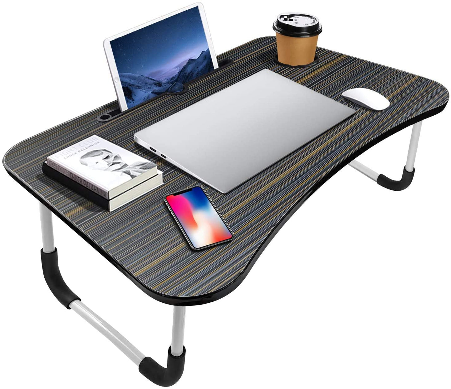 Portable Laptop Bed Table, Fordable Lap Desk with Cup Slot Notebook Stand Breakfast Bed Trays for Eating