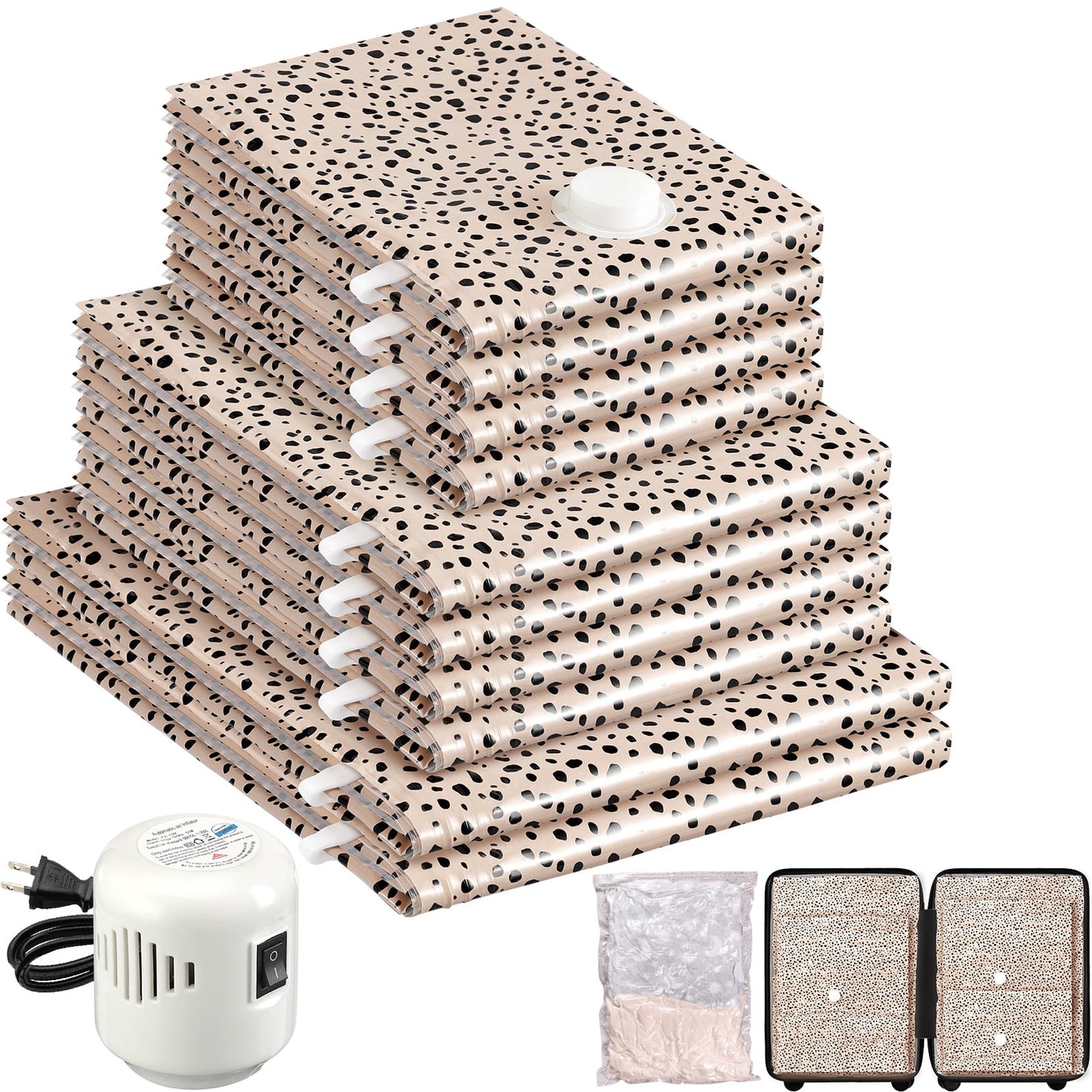 Livhil Combo Vacuum Storage Bags with Electric Pump, Reusable Travel Vacuum Storage Bags for Clothes Compression, Space Saver Travel Essentials