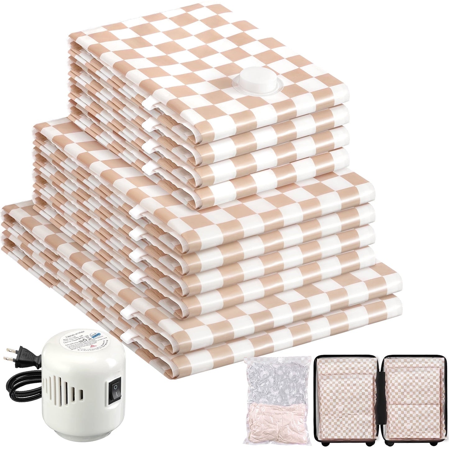 Livhil Combo Vacuum Storage Bags with Electric Pump, Reusable Travel Vacuum Storage Bags for Clothes Compression, Space Saver Travel Essentials