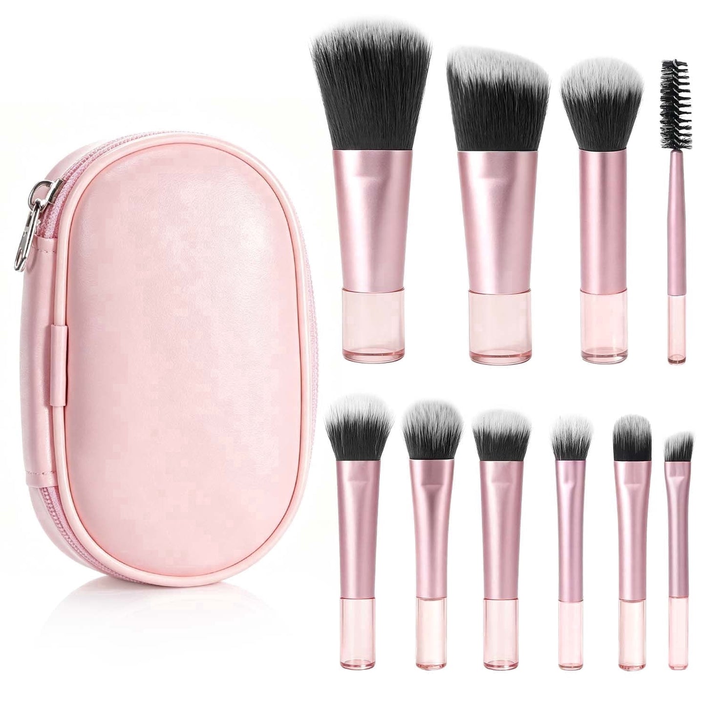 Livhil 10pcs Portable Travel Makeup Brush Set, Function Mini Makeup Brushes with Pouch