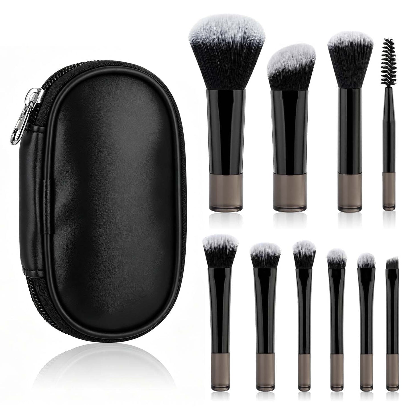 Livhil 10pcs Portable Travel Makeup Brush Set, Function Mini Makeup Brushes with Pouch