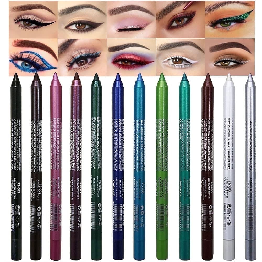 Livhil 12 Colorful Eyeliner Set, Waterproof Eyeliner Pencils in Colors for Women, Gel Eyeliner Pencil for Eye&Lip Liner Makeup