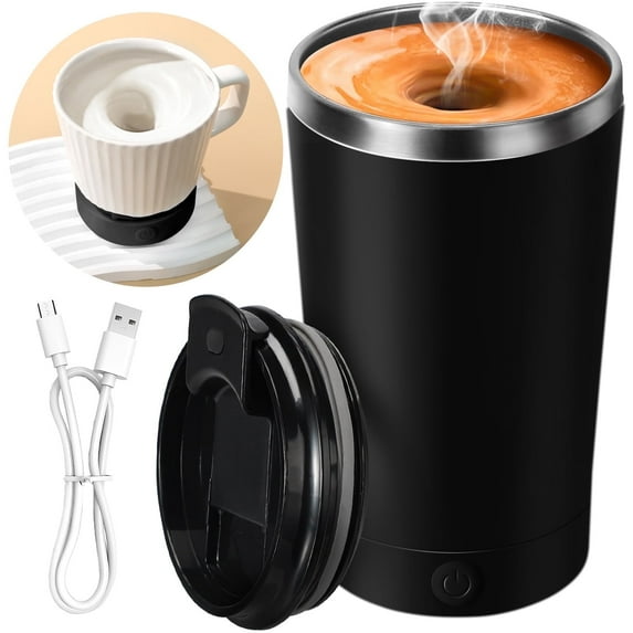 Livhil 13.5 Oz Self Stirring Mug with Lid Electric High Speed Mixing Rechargeable Automatic Magnetic Stirring Coffee Mug
