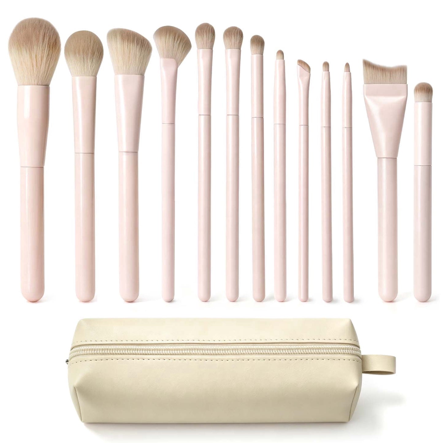 Livhil 13 Pcs Pink Makeup Brushes Set, Soft Makeup Brushes with Pouch, Eyeshadow Brushes Easy-taken Full Face Cosmetic Brushes for Beginners