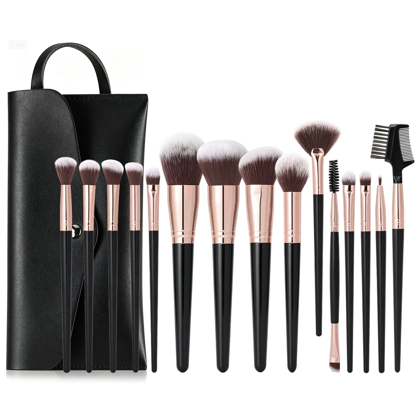 Livhil 15pcs Makeup Brushes Set Professional, Premium Makeup Brushes Kit Set, Eyeshadow Brushes with PU Leather Pouch