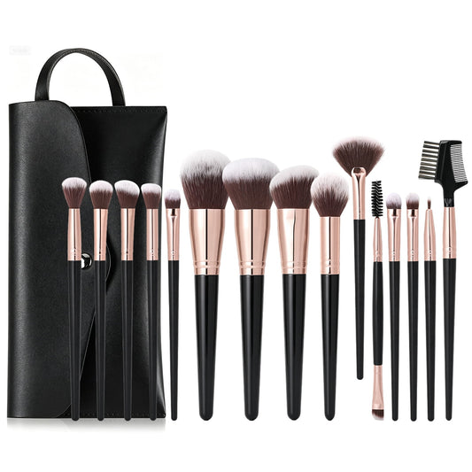 Livhil 15pcs Makeup Brushes Set Professional, Premium Makeup Brushes Kit Set, Eyeshadow Brushes with PU Leather Pouch