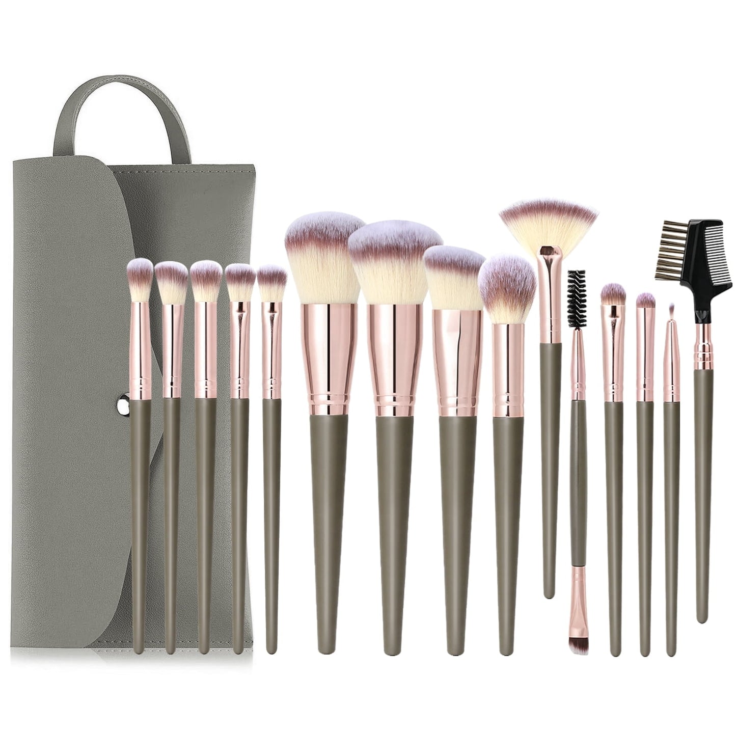 Livhil 15pcs Makeup Brushes Set Professional, Premium Makeup Brushes Kit Set, Eyeshadow Brushes with PU Leather Pouch