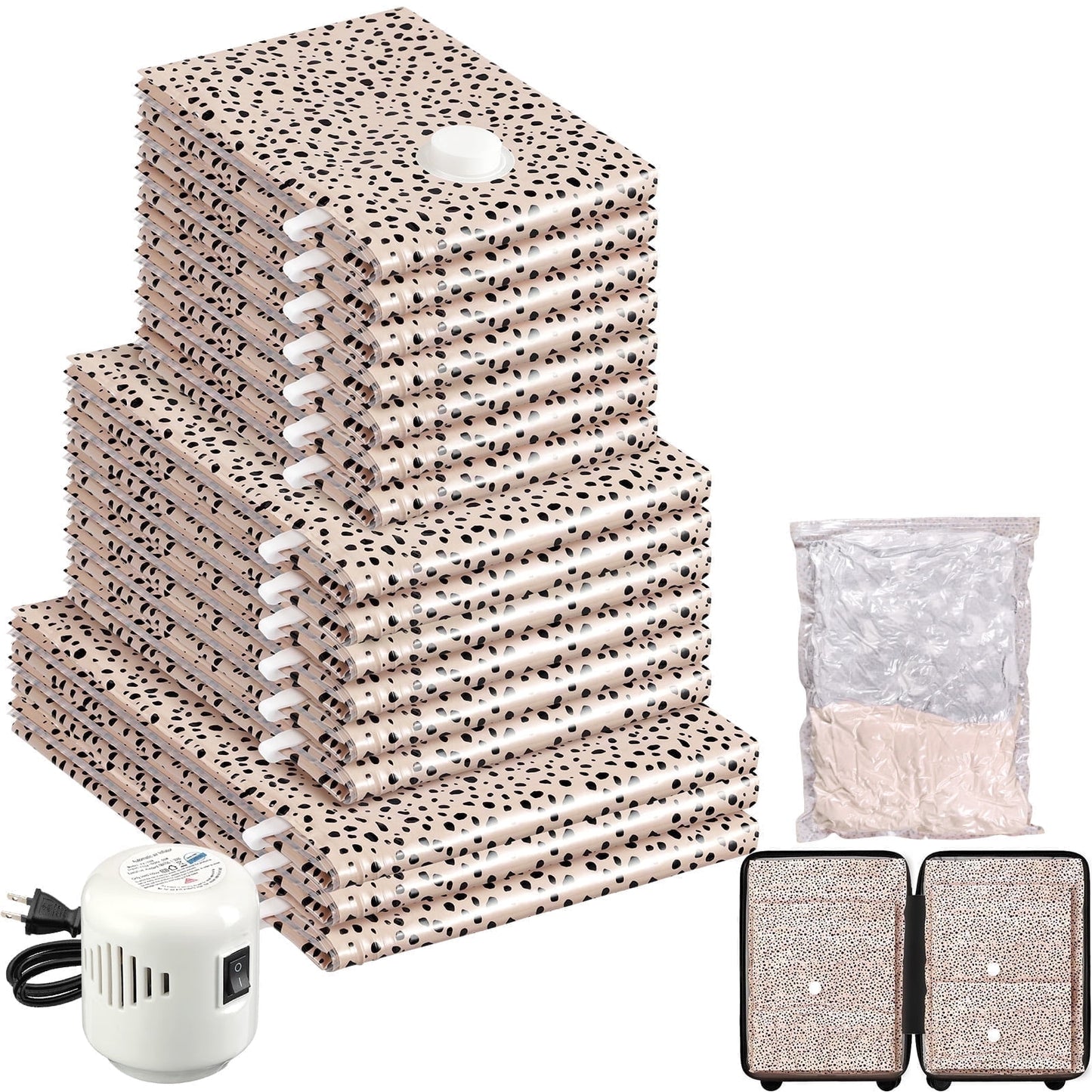 Livhil Combo Vacuum Storage Bags with Electric Pump, Reusable Travel Vacuum Storage Bags for Clothes Compression, Space Saver Travel Essentials